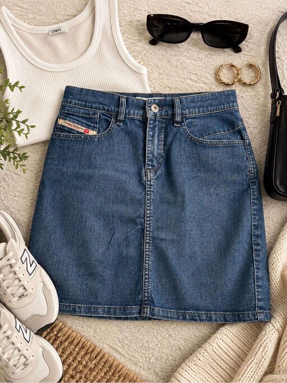 Diesel Indigo Blue Denim Mini Skirt